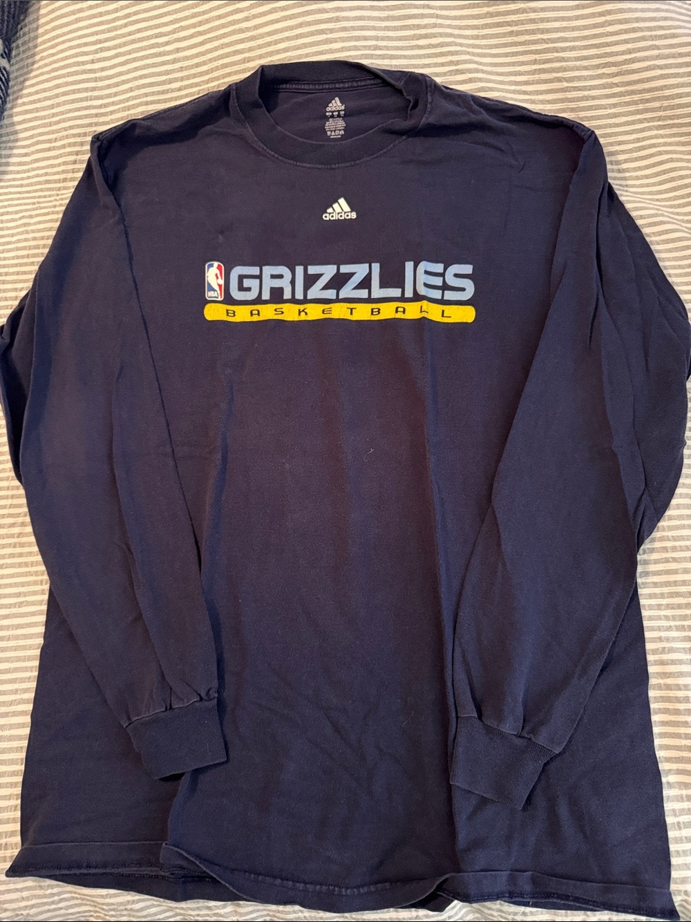 adidas Navy Memphis Grizzlies Basketball Long Sleeve Tee